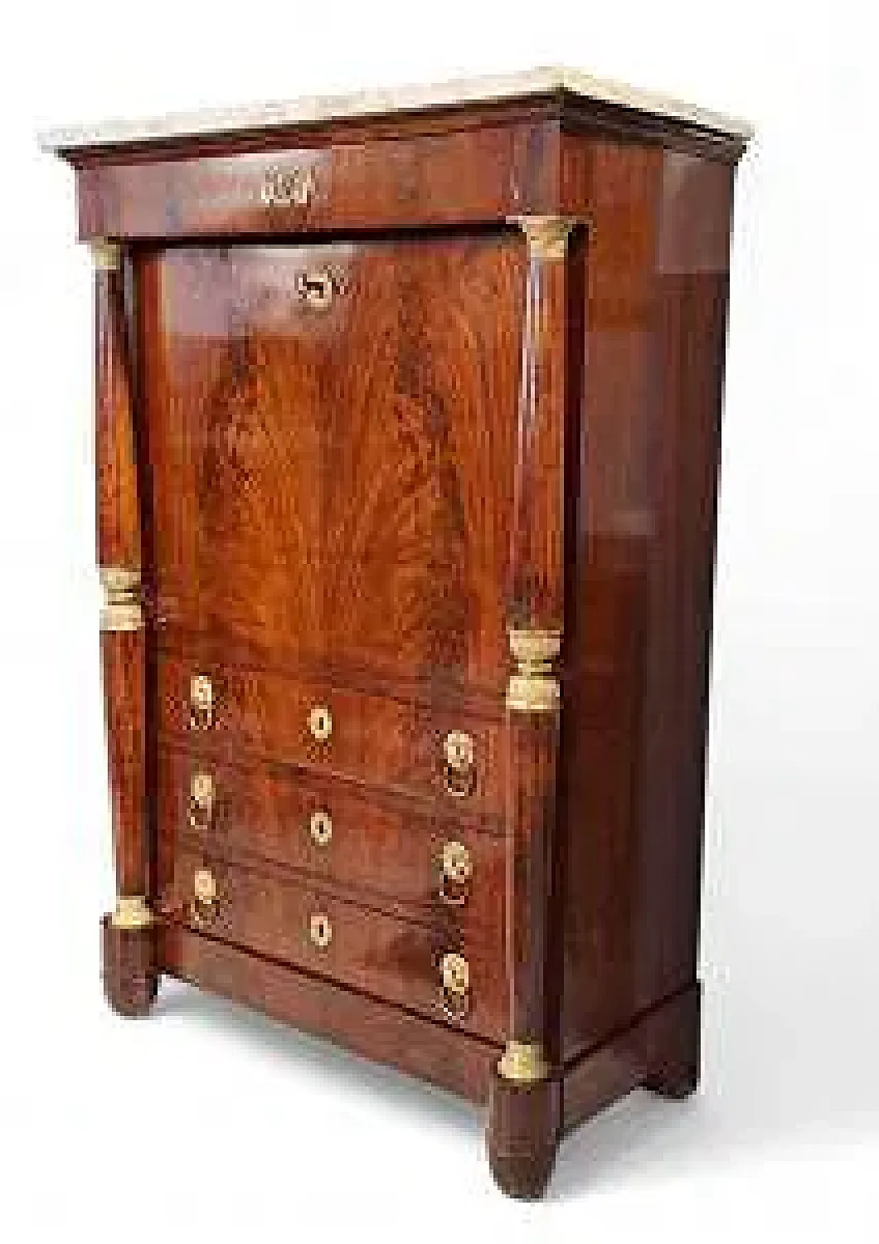 Secretaire in piuma di mogano, '800 2