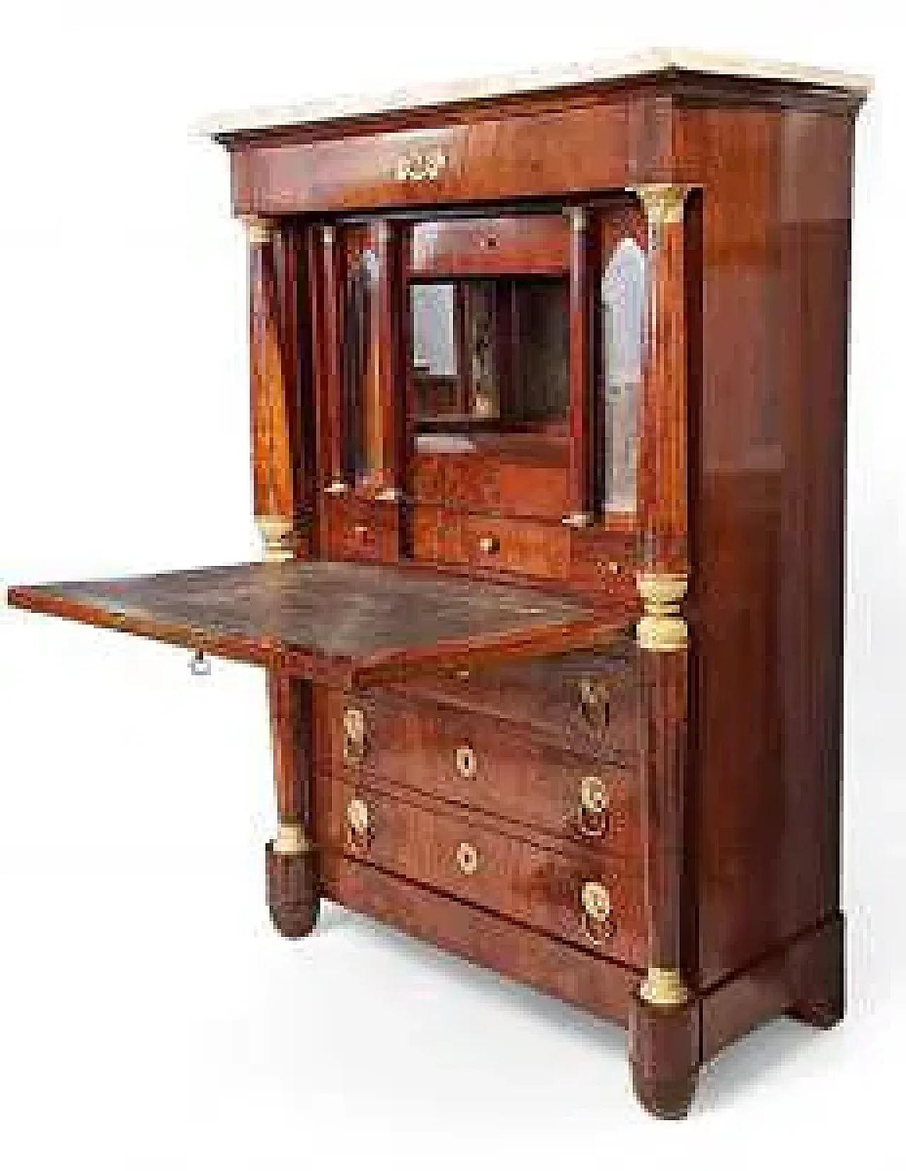 Secretaire in piuma di mogano, '800 5