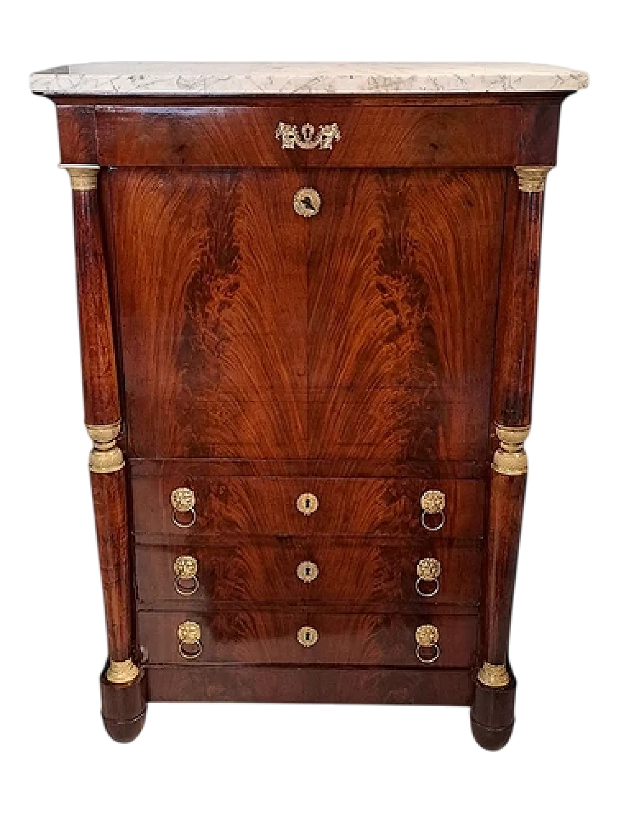 Secretaire in piuma di mogano, '800 11