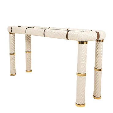 Console by Tommaso Barbi in porcelain and brass, 1970s
