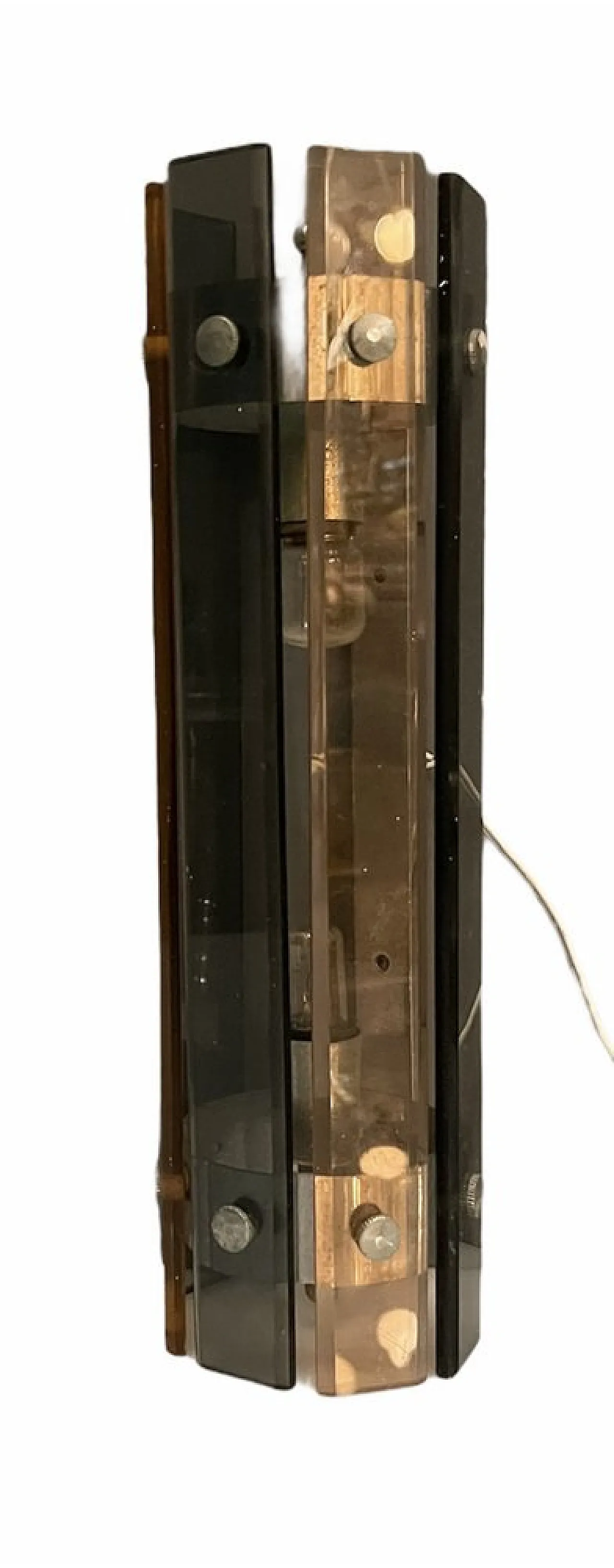 Coppia di applique in vetro rosa e grigio di metà secolo, anni '70 5