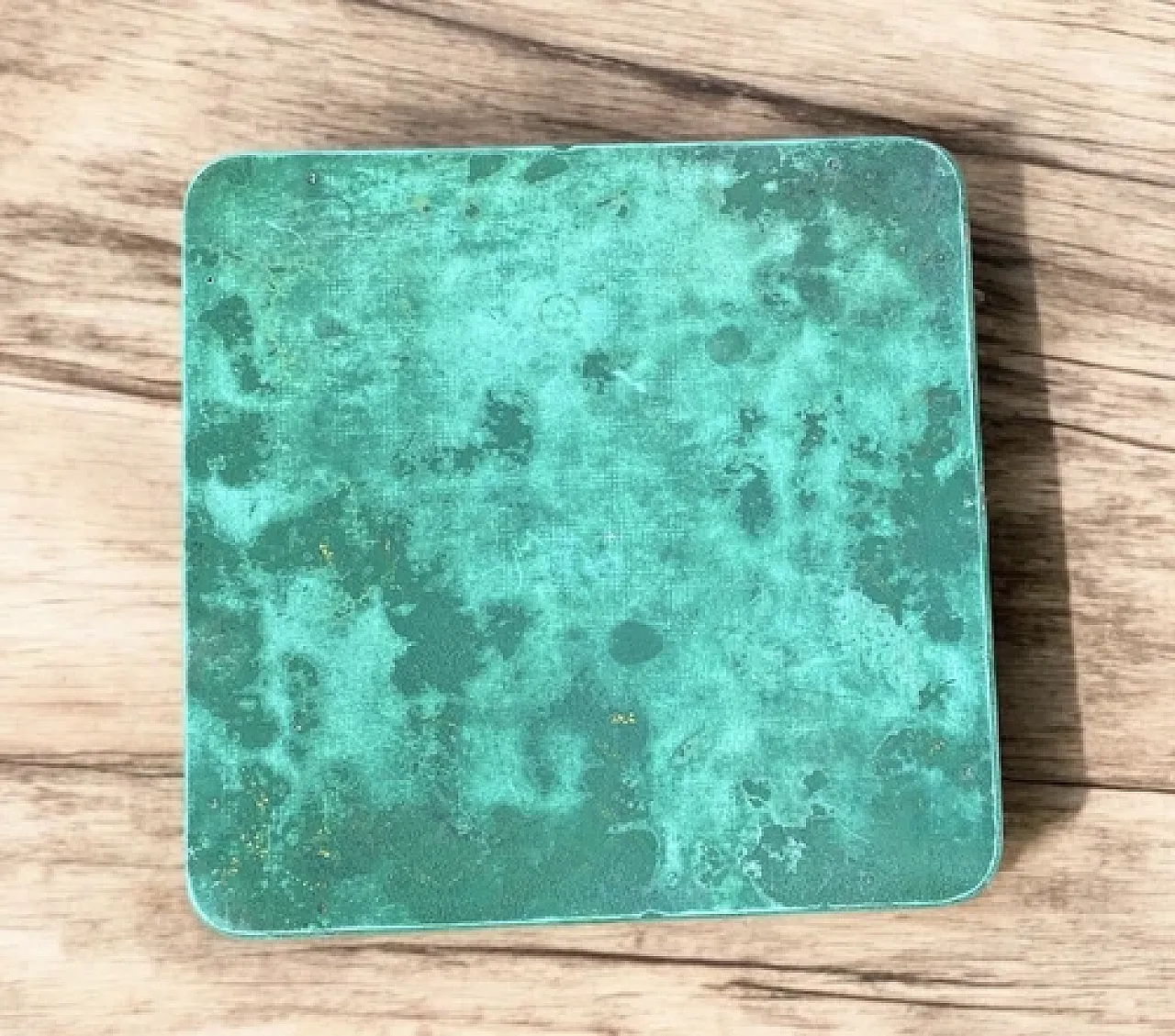 Green metal french style bistrot table, 1950s 5