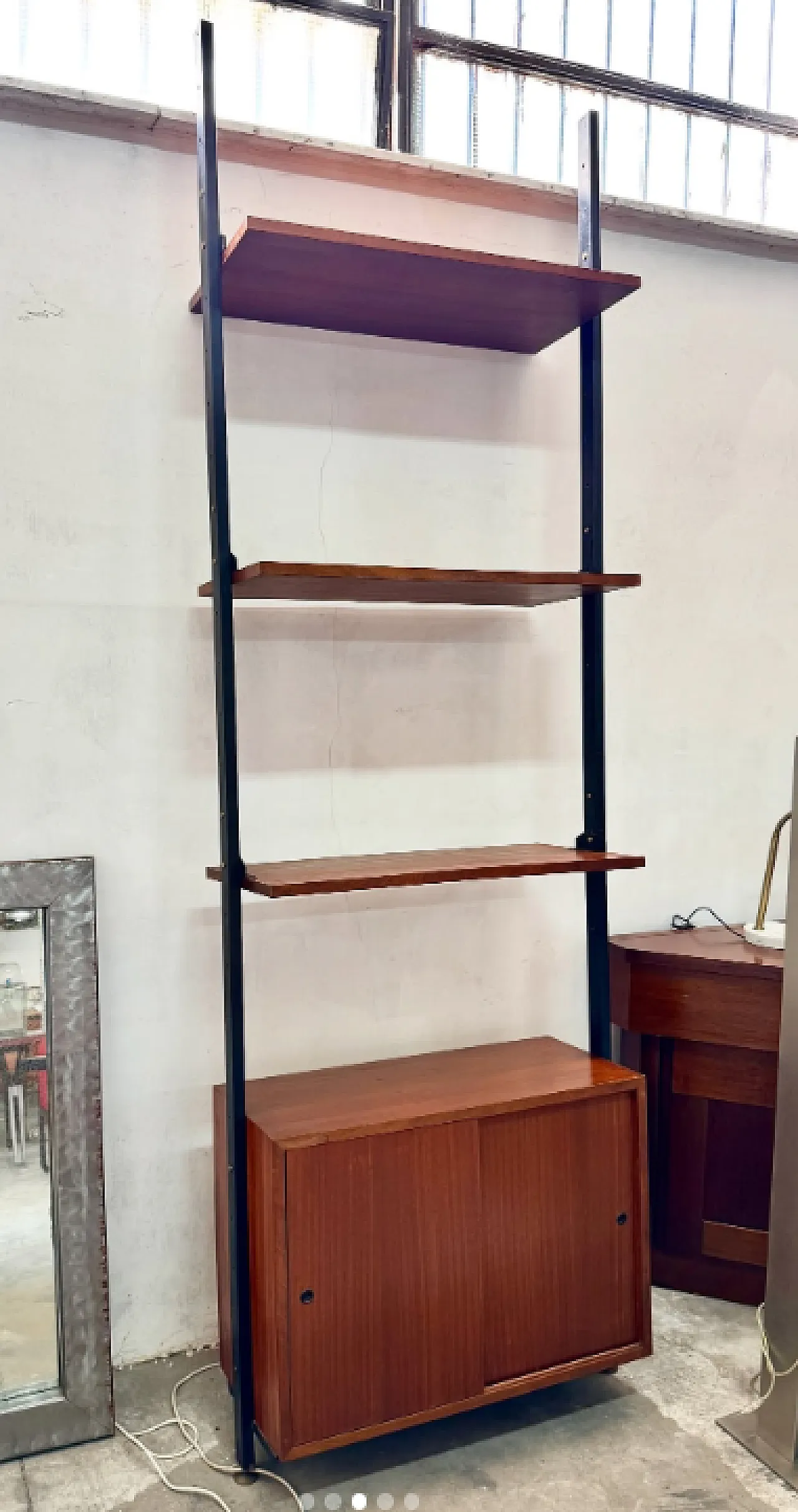 Earth-sky bookcase in wood and painted metal, 1960s 3