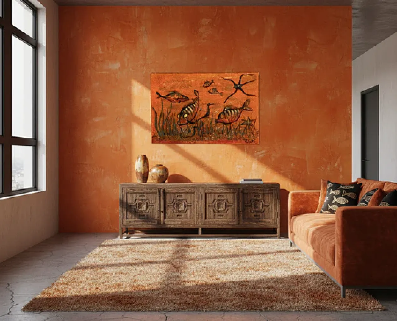 Flying Fish, pittura tessile, anni '70 2