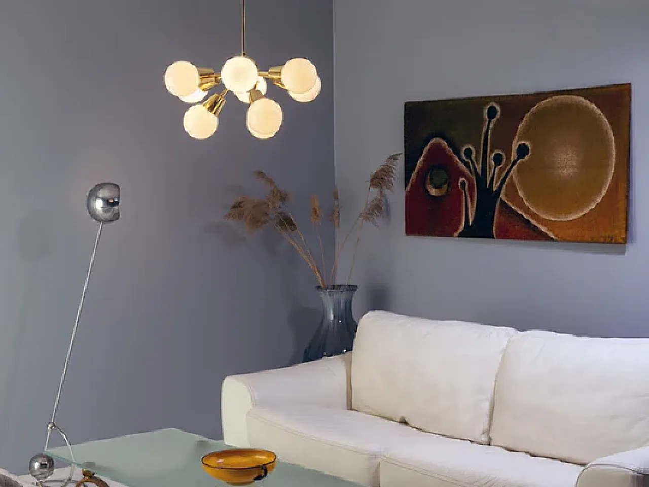 Paesaggio con Sole e Luna, pittura tessile, anni '70 2