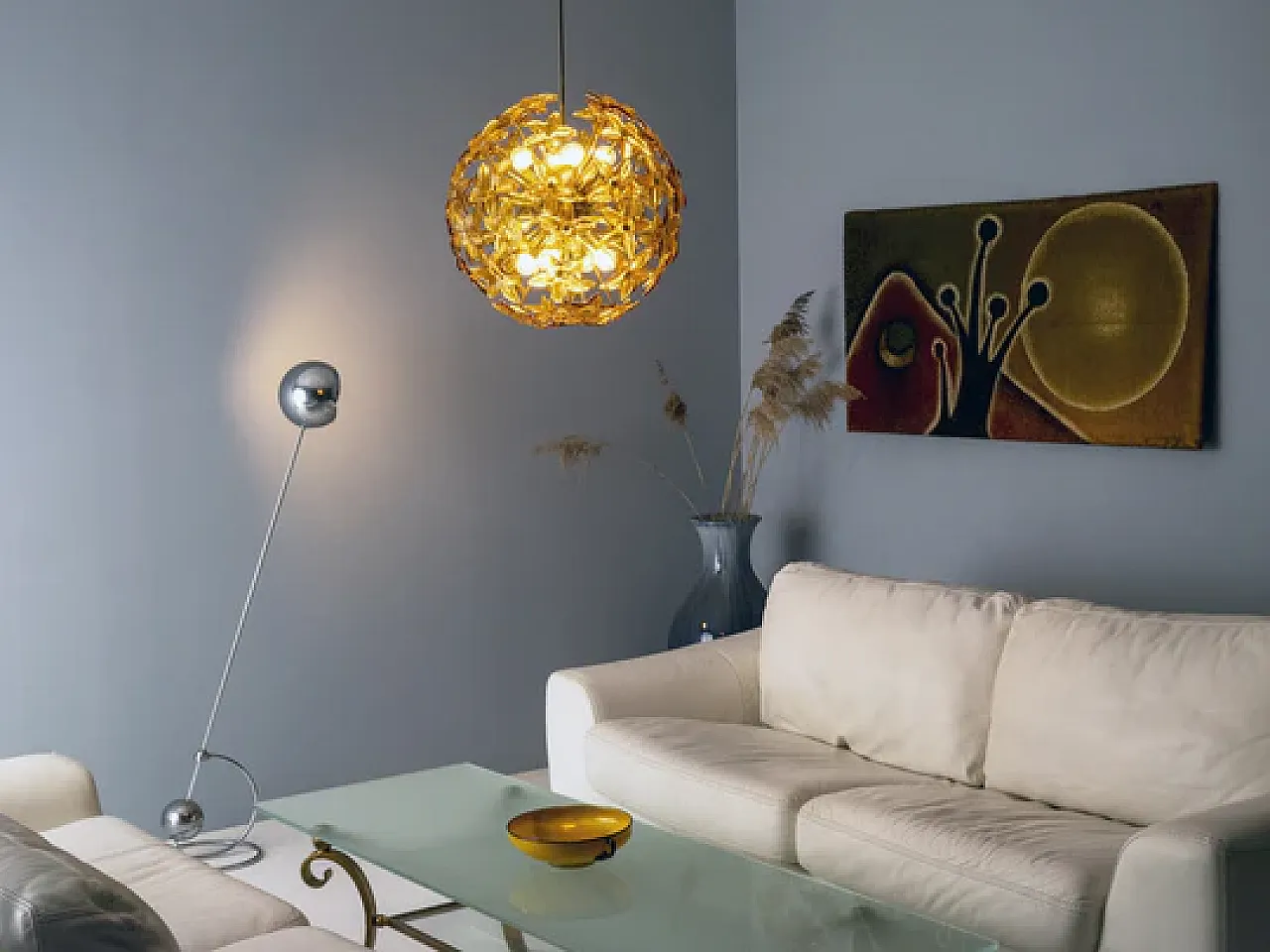 Paesaggio con Sole e Luna, pittura tessile, anni '70 4