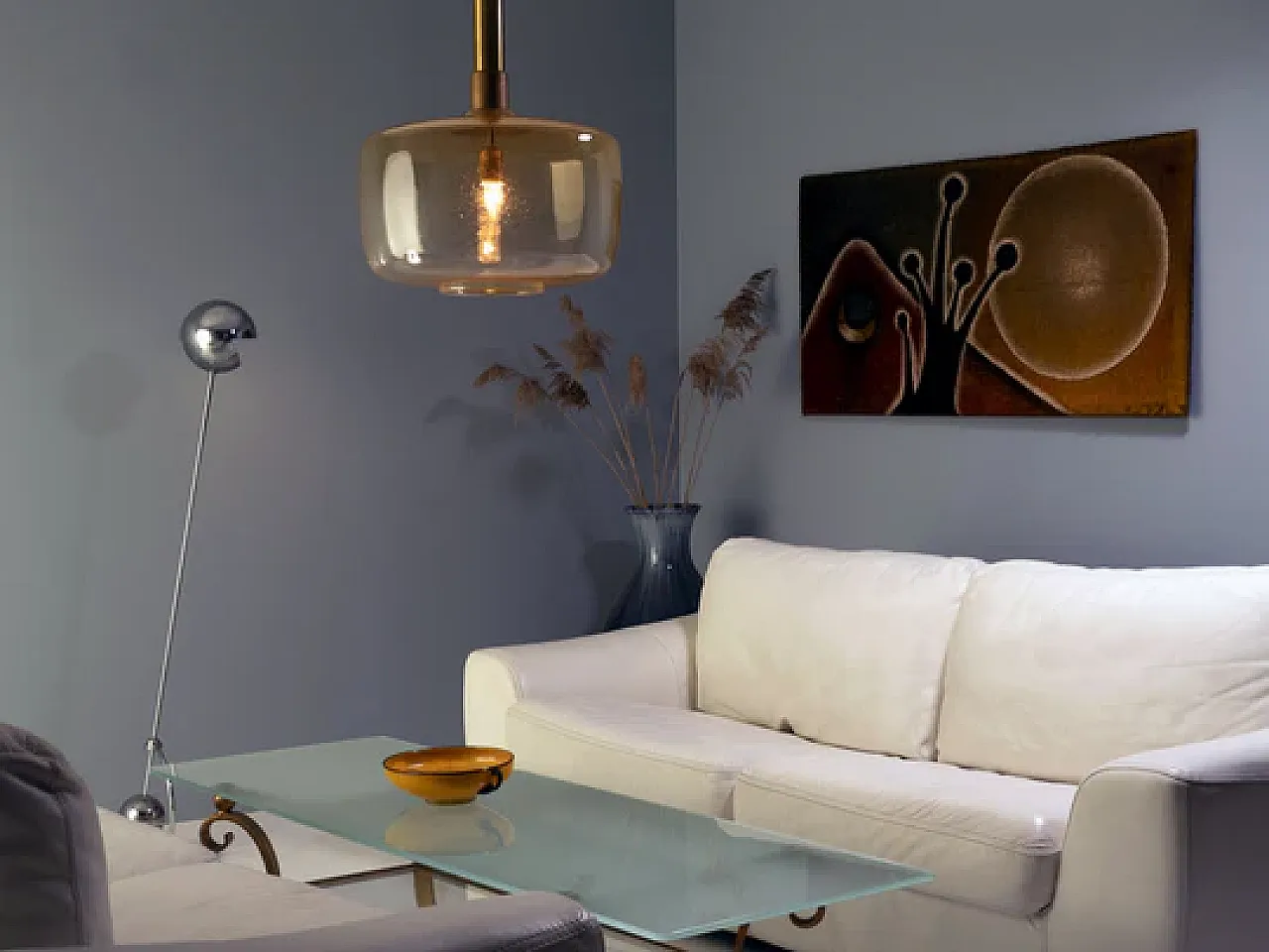 Paesaggio con Sole e Luna, pittura tessile, anni '70 5