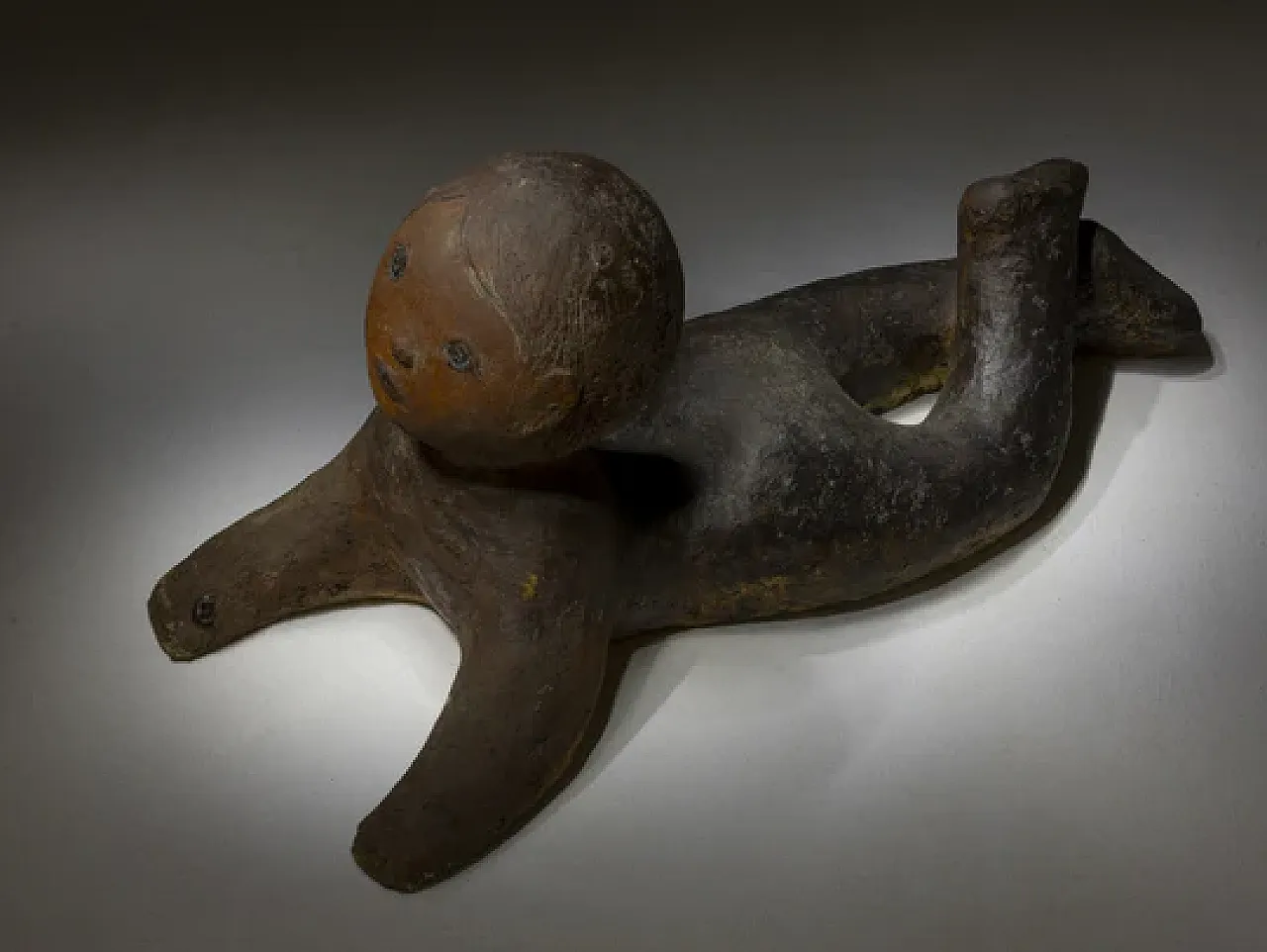 Bambino, statua da giardino in ceramica, fine '900 3