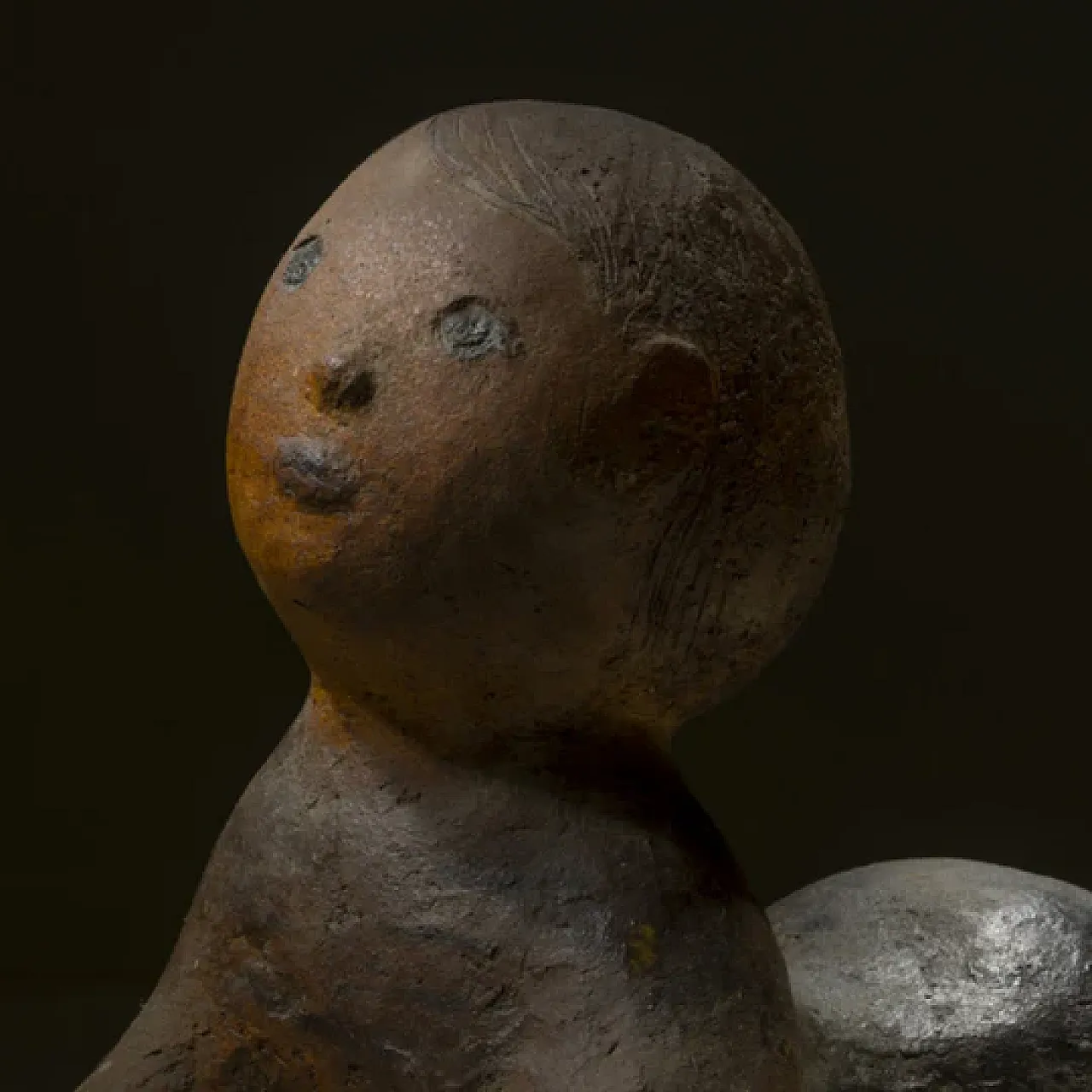 Bambino, statua da giardino in ceramica, fine '900 4