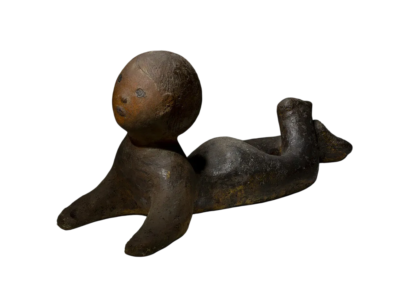 Bambino, statua da giardino in ceramica, fine '900 6