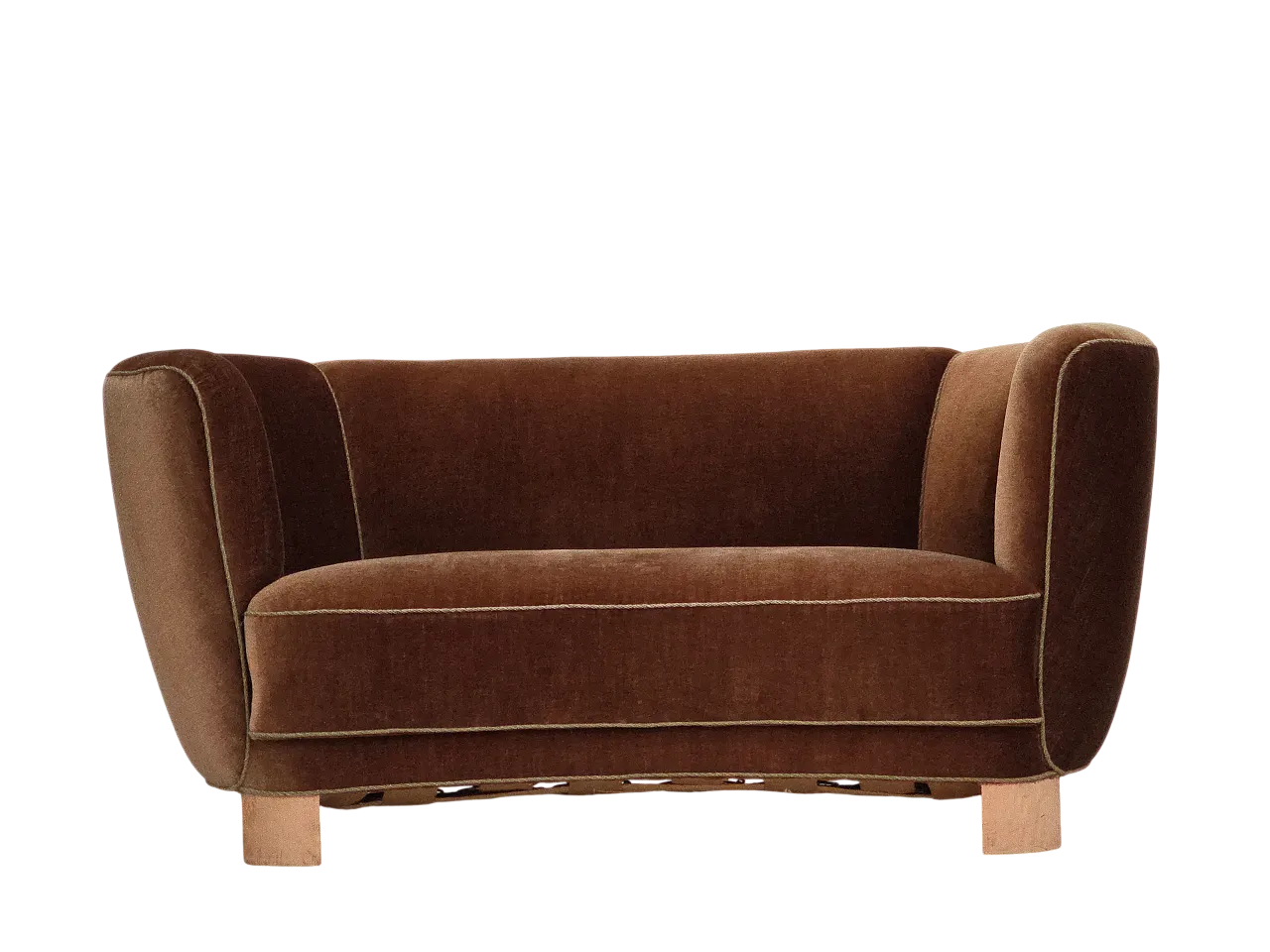 Curved 2-seater sofa in brown velvet, 1960s 20