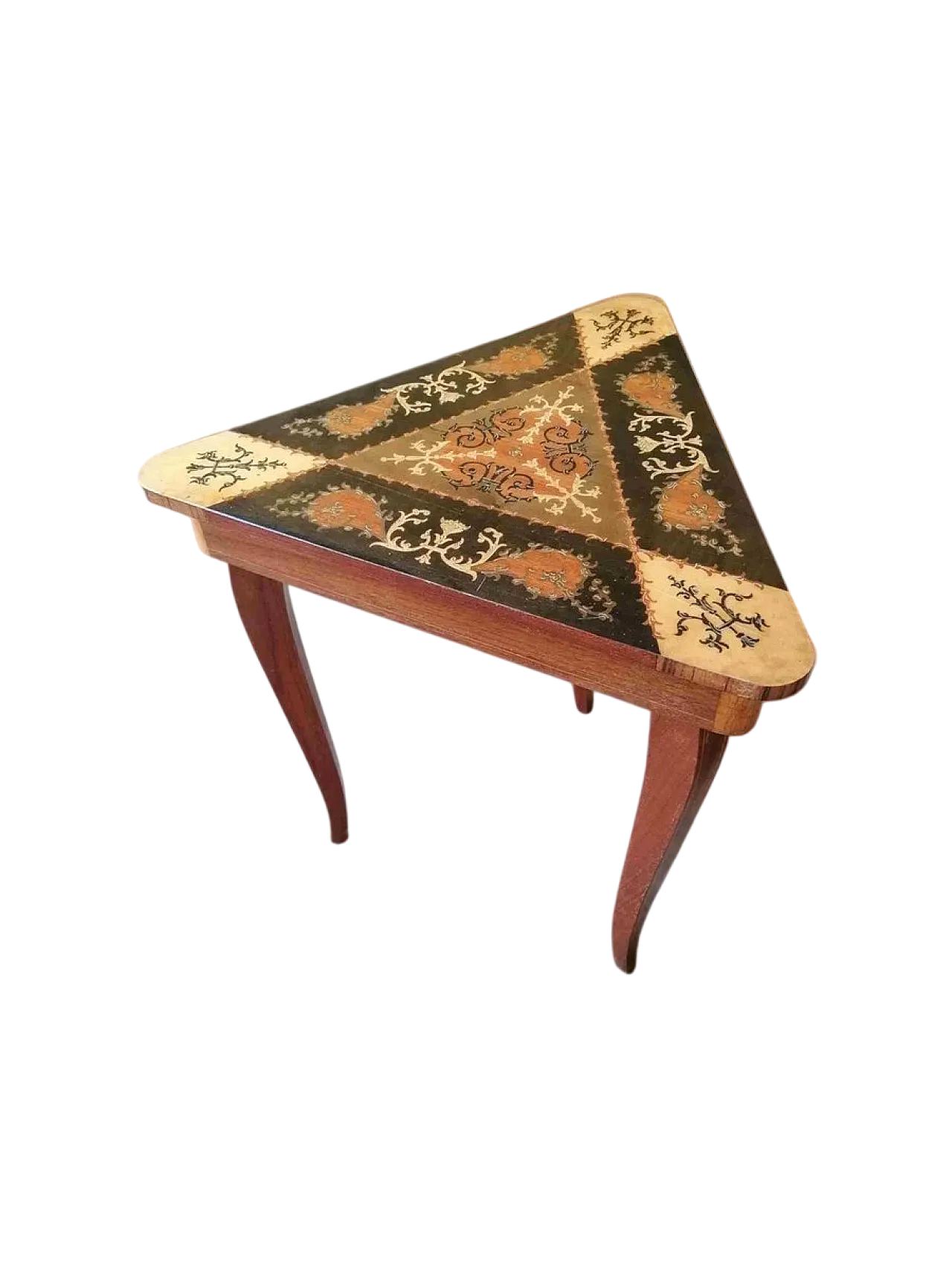 Tavolo per gioielli intarsiato a forma triangolare 4