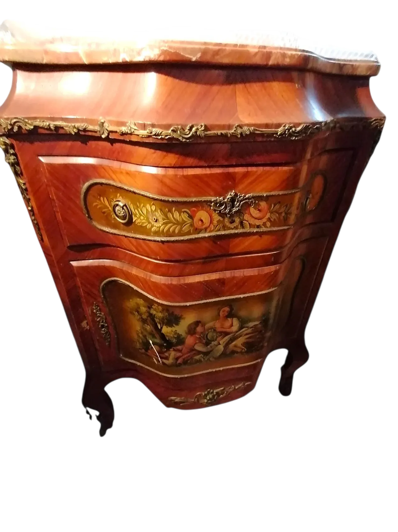Small Chest of Drawers Inlaid with Bronzes and Bois De Rose Marble, 1890s 4