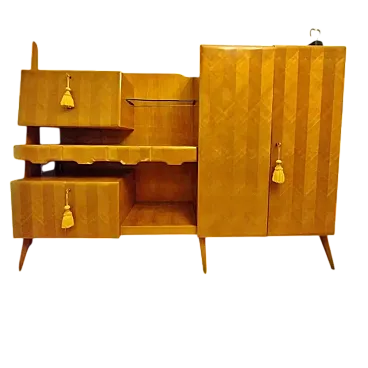 Credenza con ante e cassetti impiallacciati, anni '50