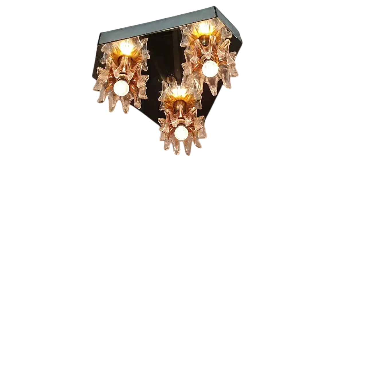 Plafoniera in vetro a specchio di Murano, anni '60 9