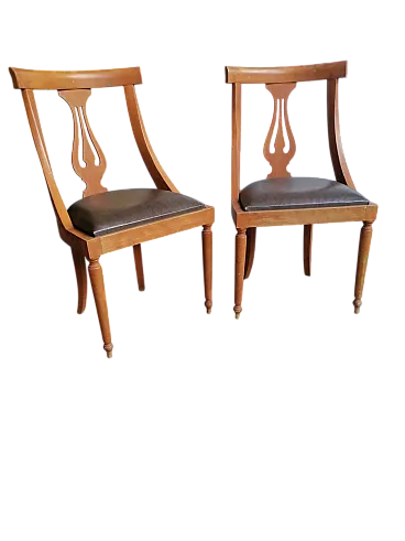 Coppia di sedie da pranzo impero con motivo a lira, anni '50