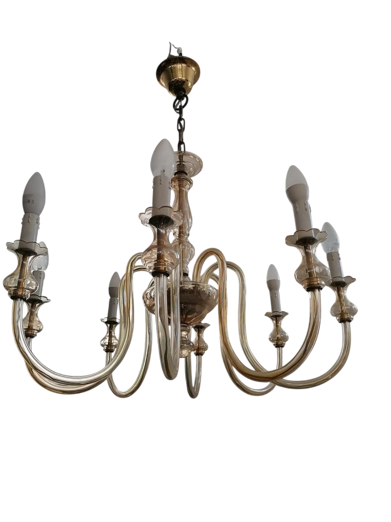 Eight-Light Murano Glass Chandelier, 1960s 5