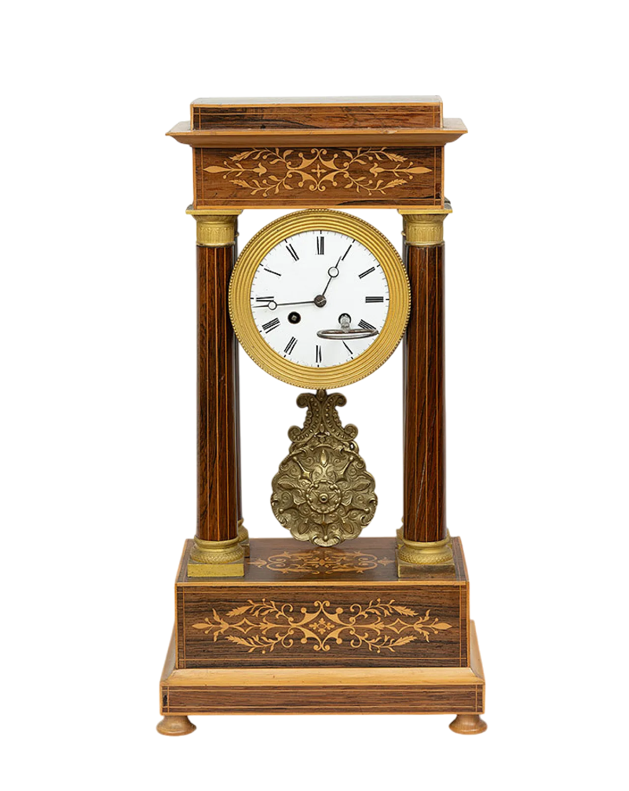 Charles X clock in precious exotic woods, 19th century 7