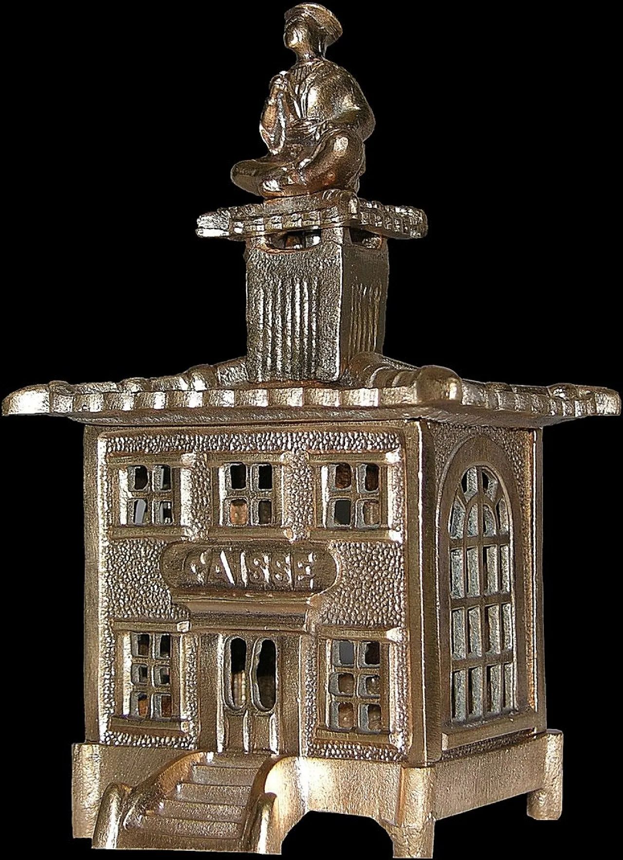 Bronze pagoda piggy bank, mid-20th century 1