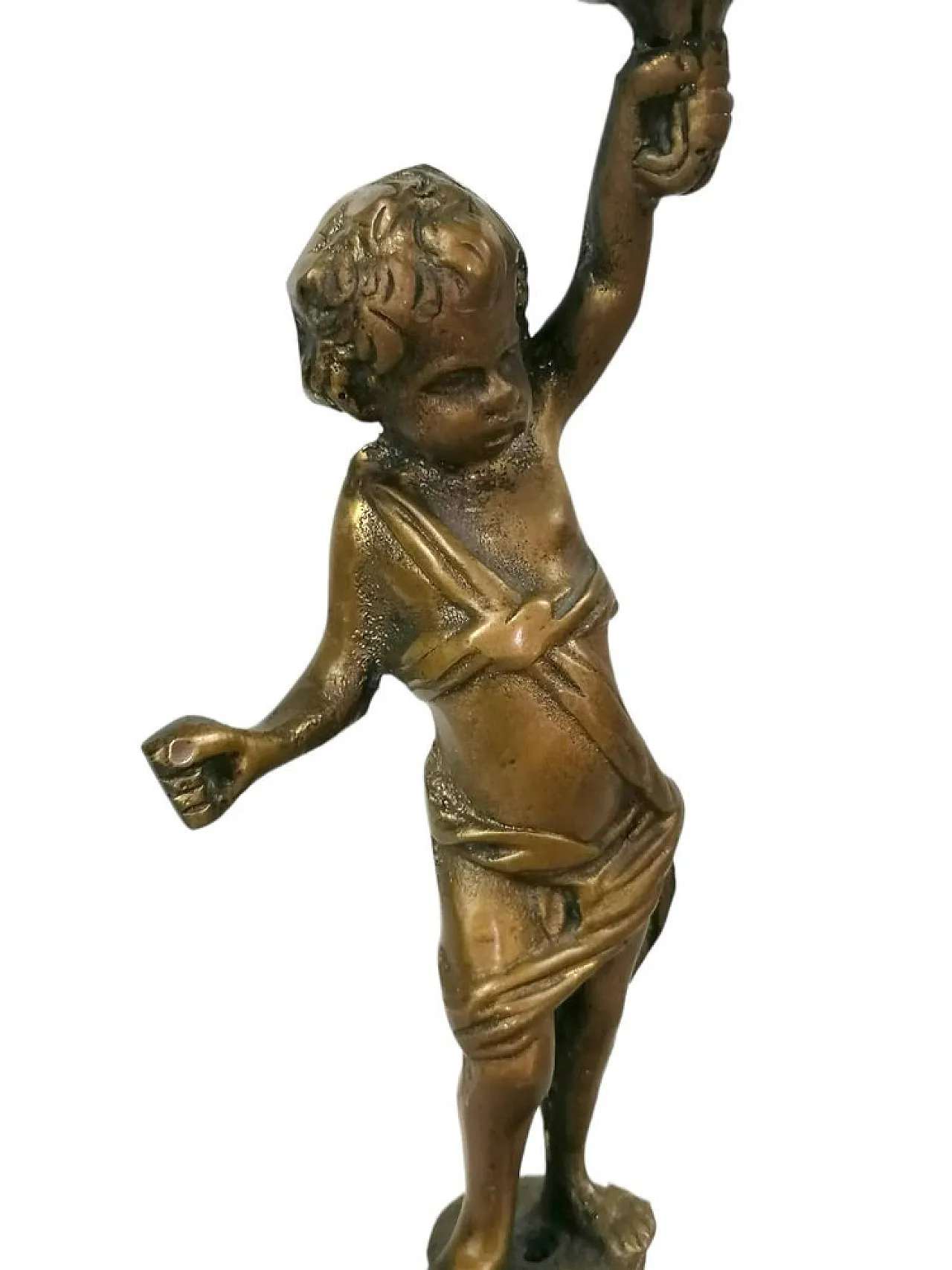 Candelabro in bronzo con putto, primo '900 3