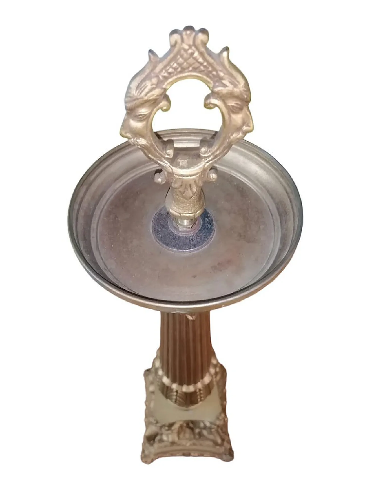 Candelabro liturgico antico da Chiesa in bronzo con putti, primo '900 1