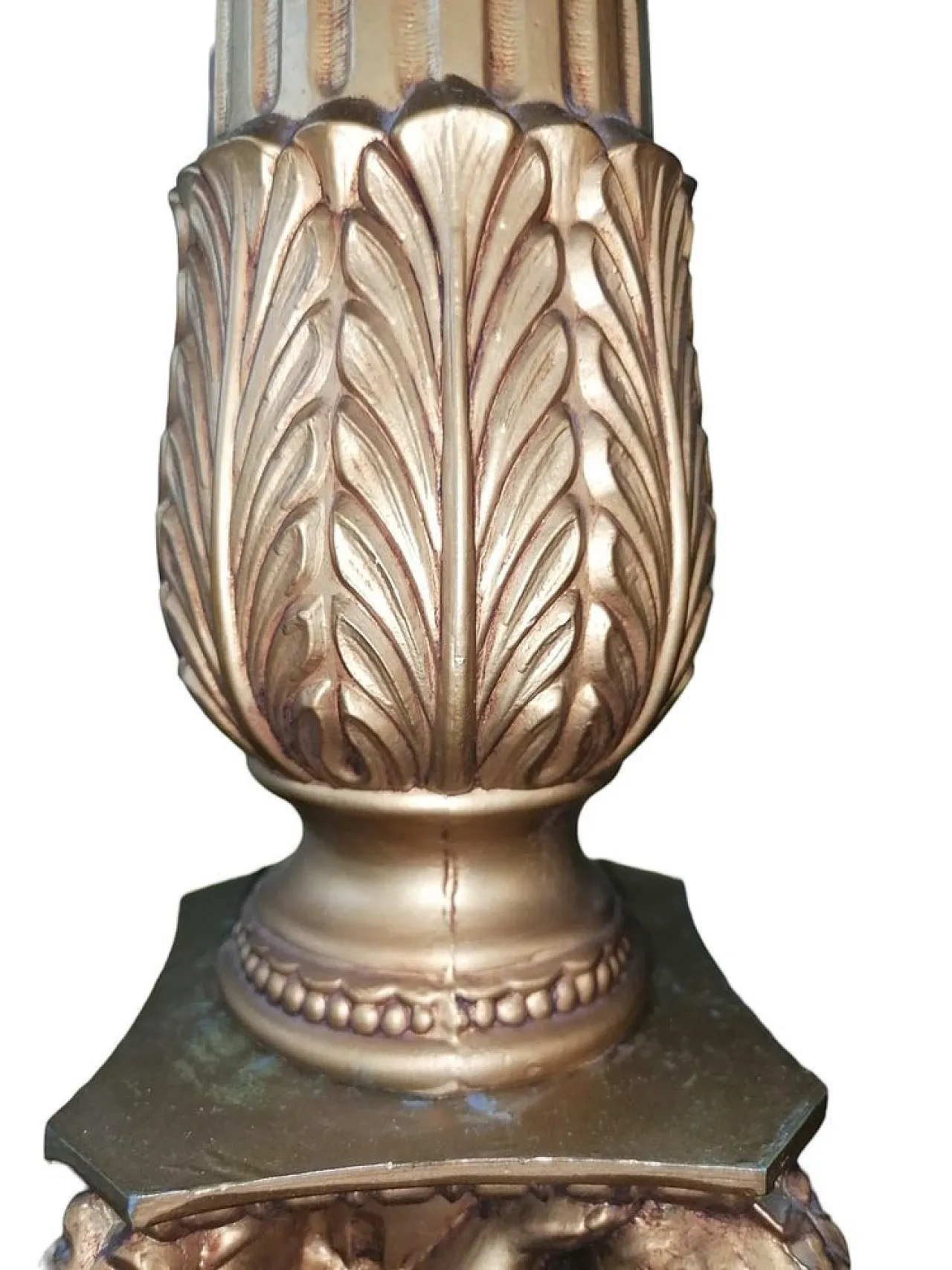 Candelabro liturgico antico da Chiesa in bronzo con putti, primo '900 5