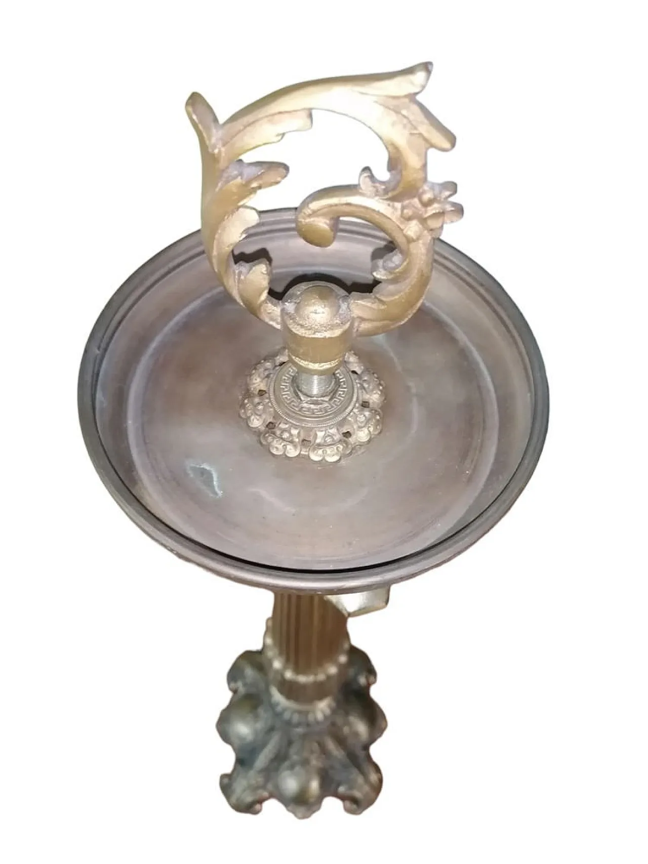 Candelabro liturgico antico da chiesa in bronzo, primo '900 1