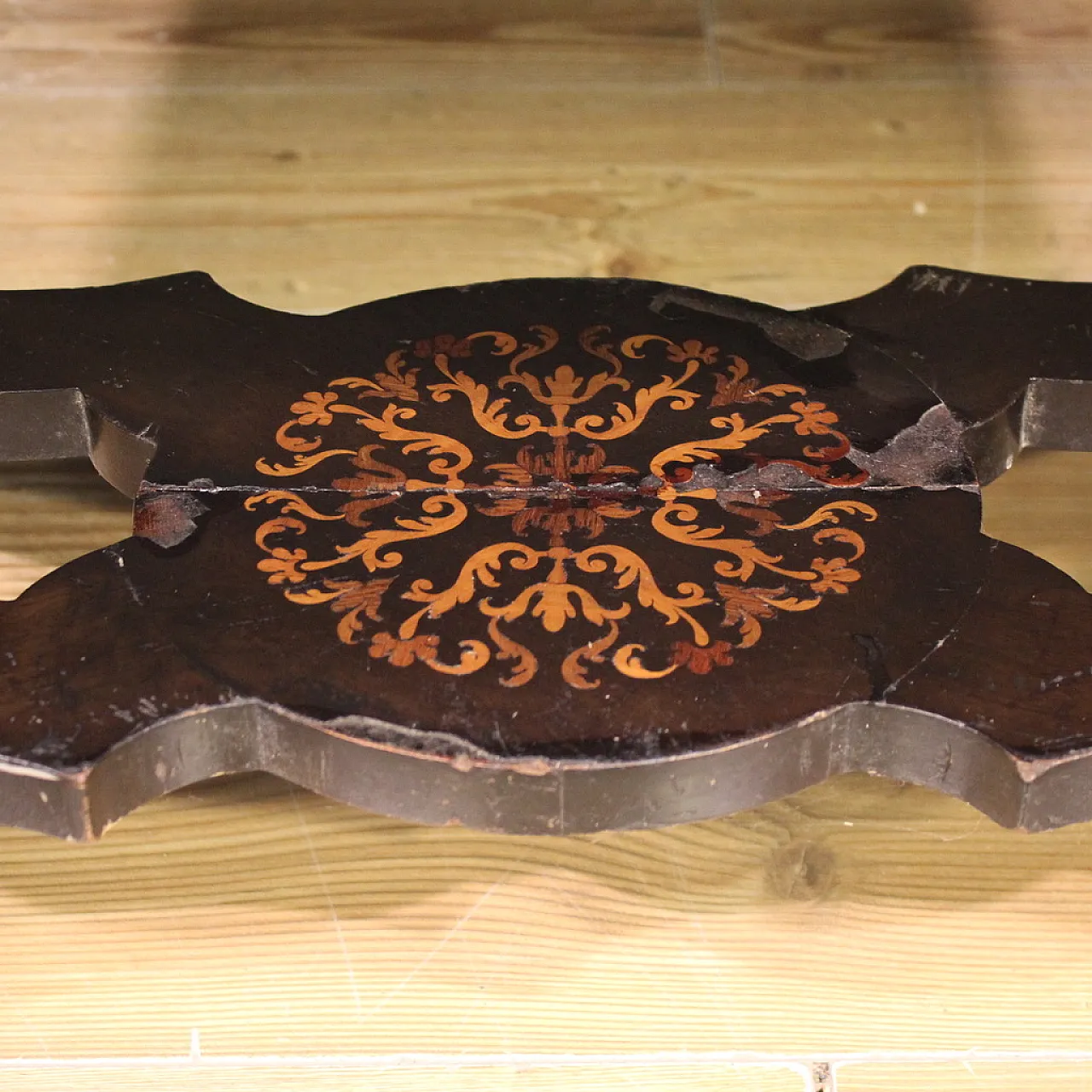 Tavolo scrittoio francese intarsiato in legni esotici, '900 12