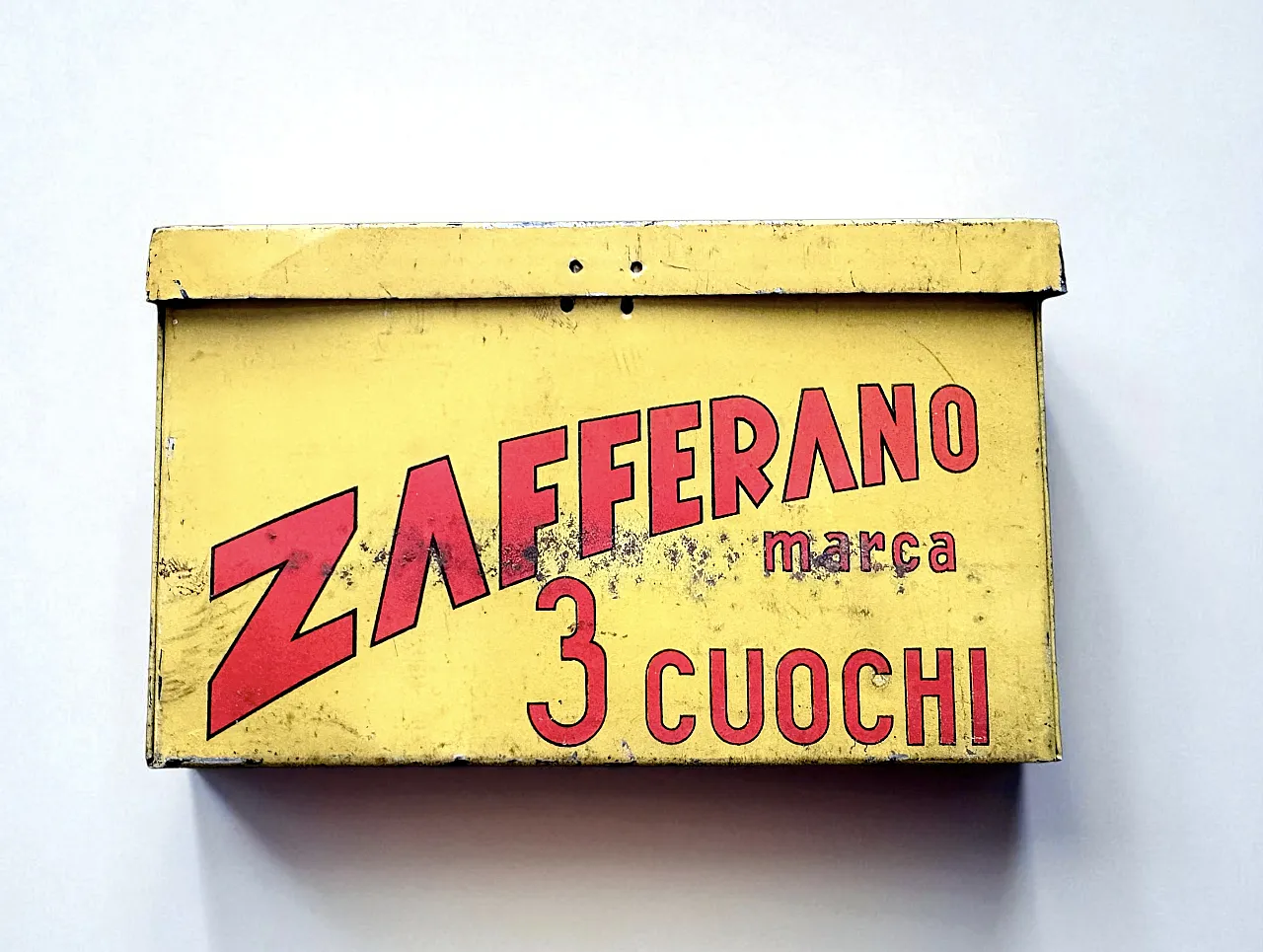 Scatola di latta Zafferano 3 cuochi, anni '40 2