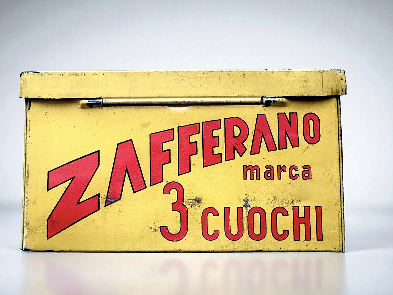 Scatola di latta Zafferano 3 cuochi, anni '40 3