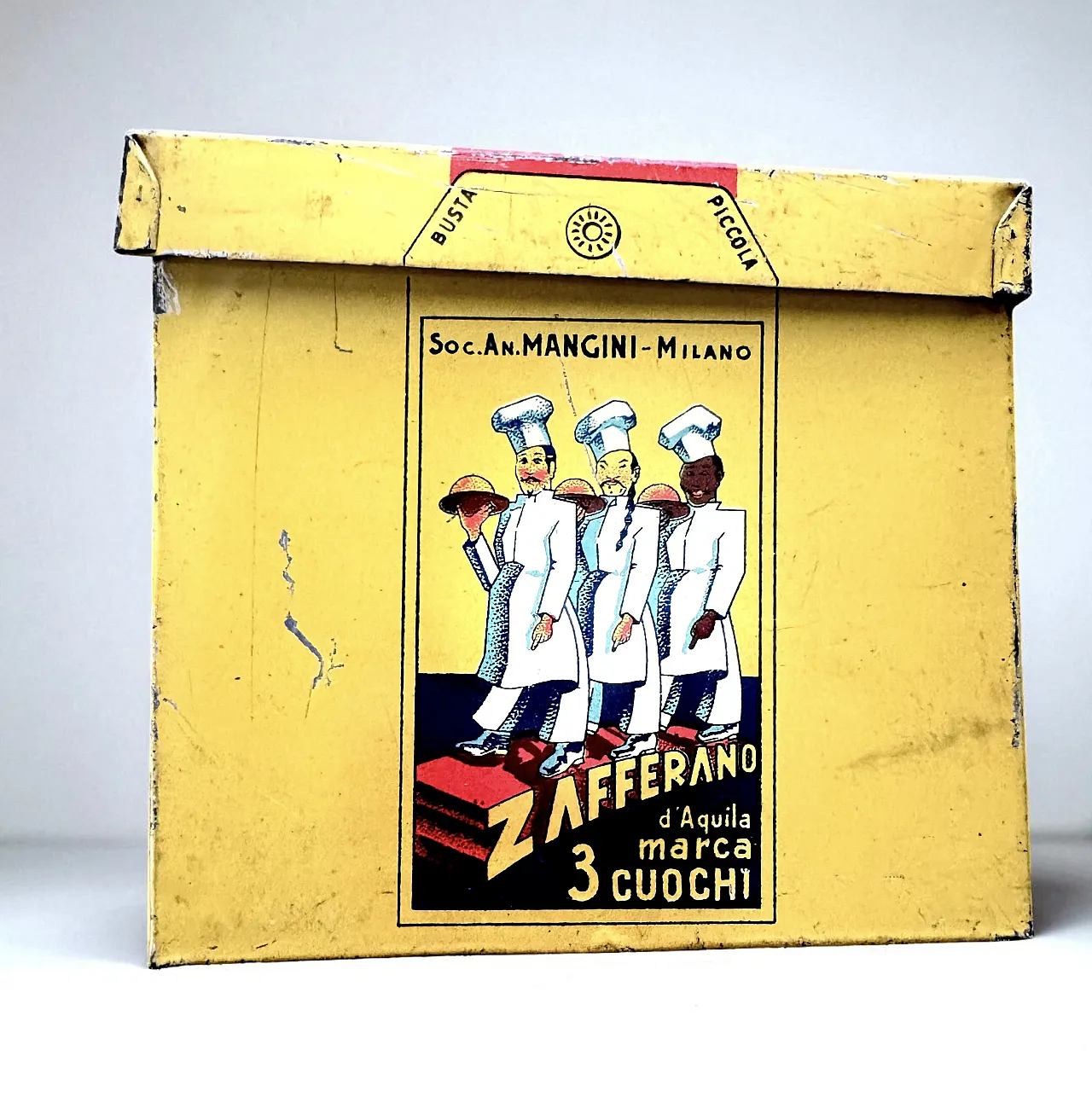 Scatola di latta Zafferano 3 cuochi, anni '40 4