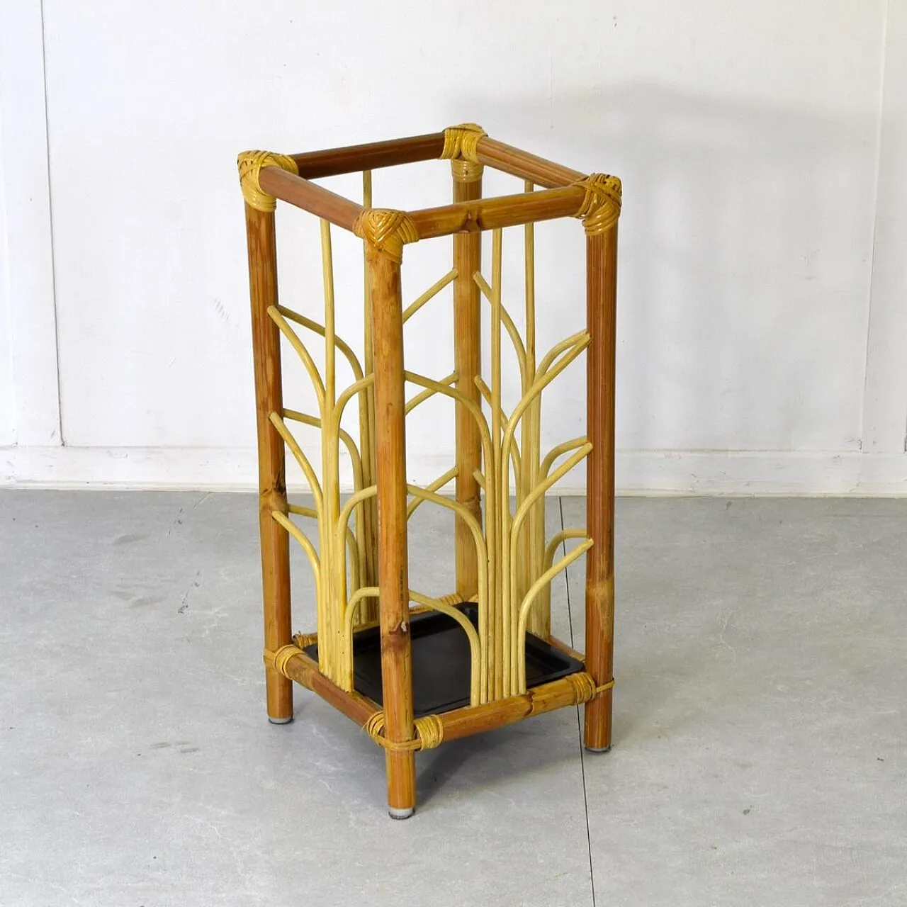 Bamboo and rattan umbrella stand, 1970s 7