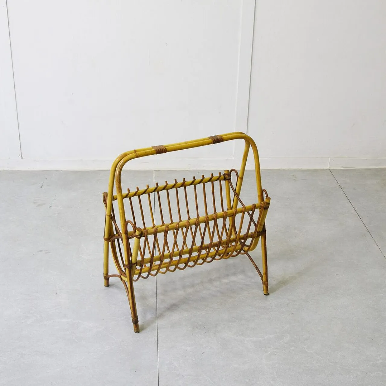 Bamboo and rattan magazine rack, 1960s 3