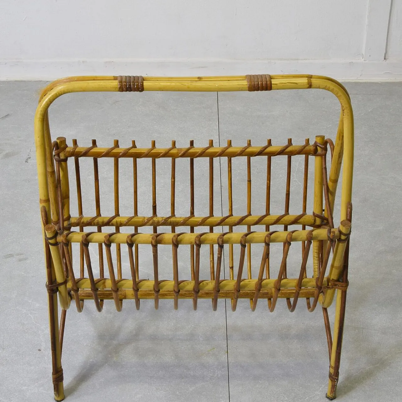 Bamboo and rattan magazine rack, 1960s 4