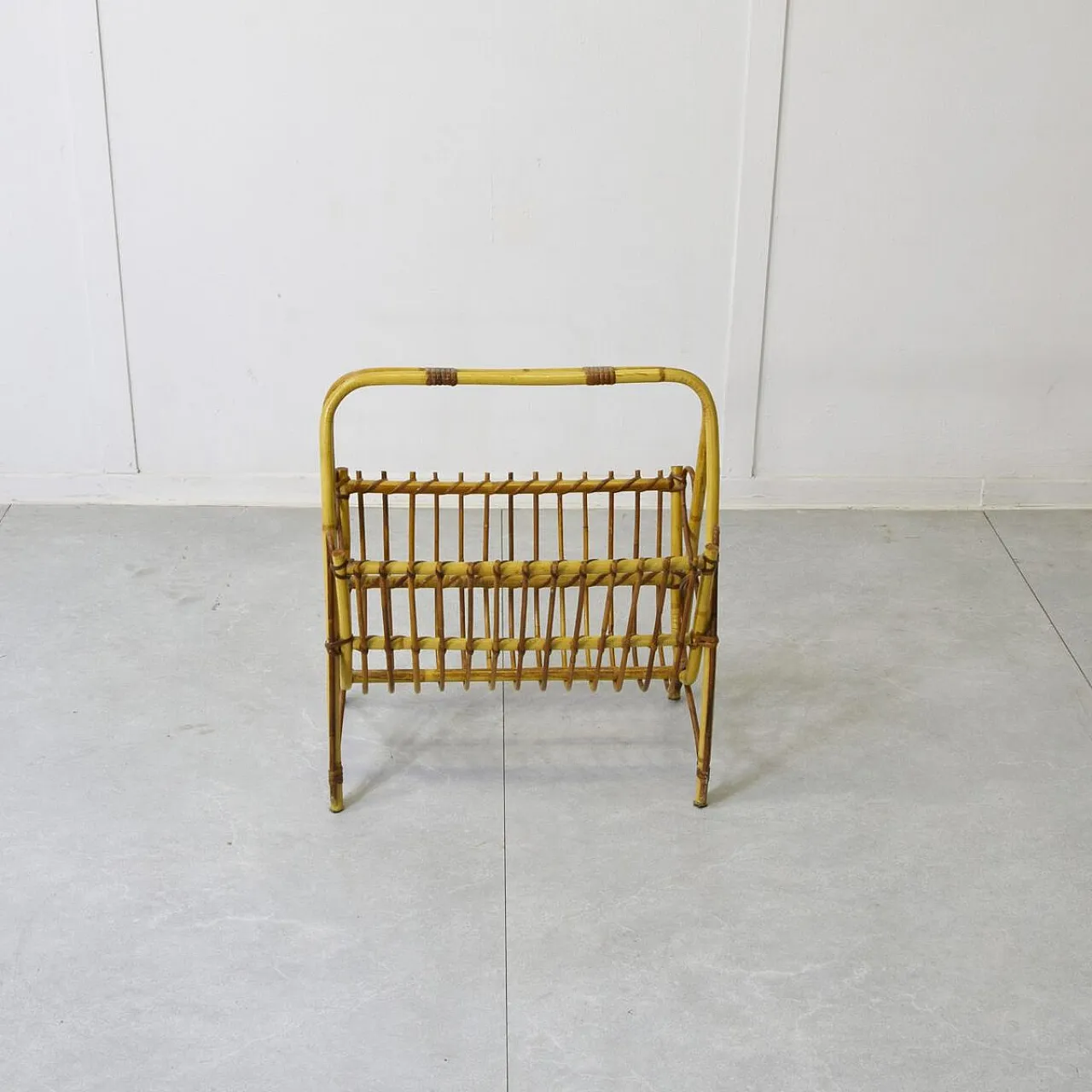 Bamboo and rattan magazine rack, 1960s 5