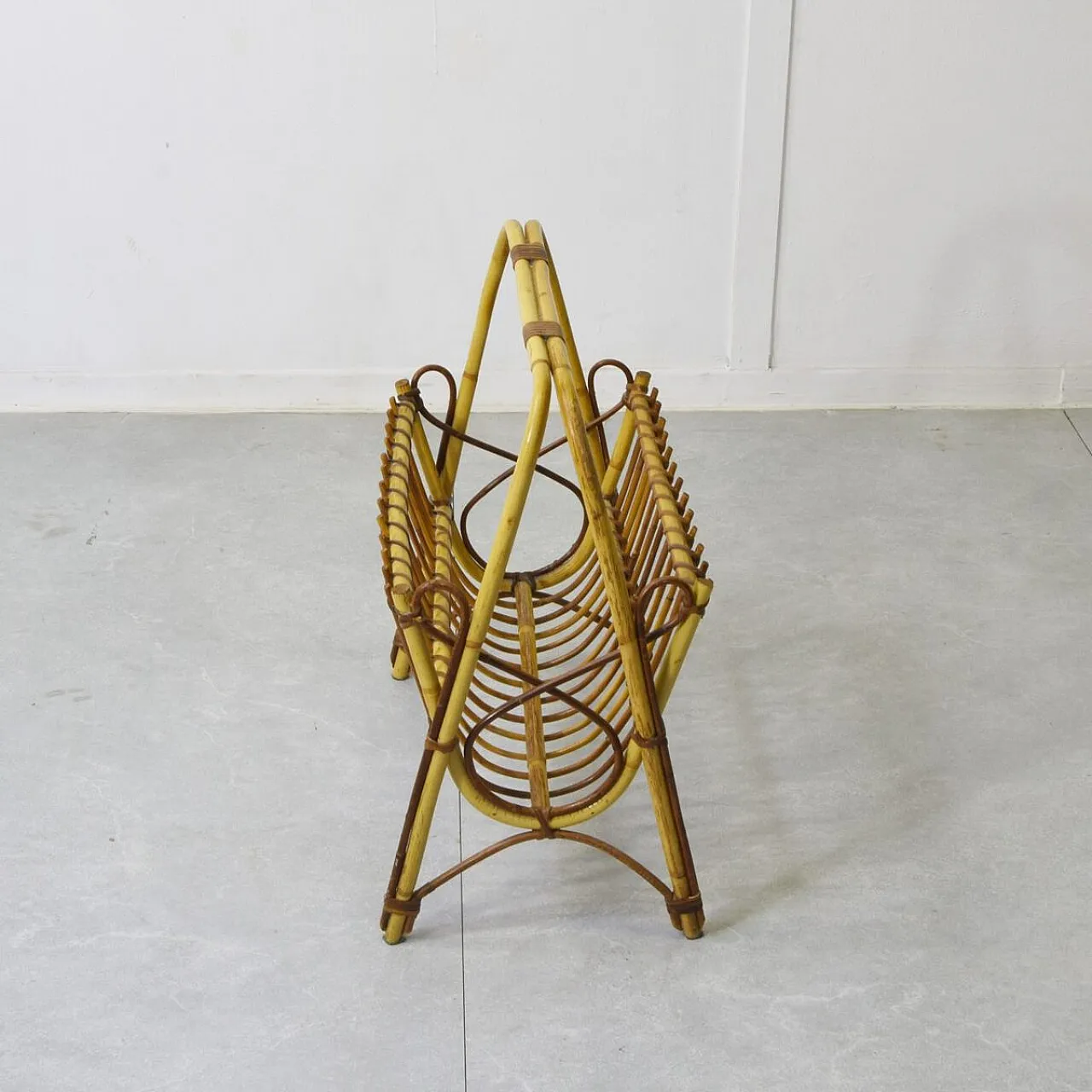Bamboo and rattan magazine rack, 1960s 6