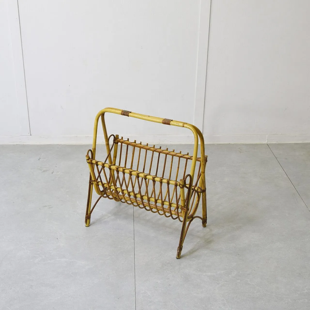 Bamboo and rattan magazine rack, 1960s 7