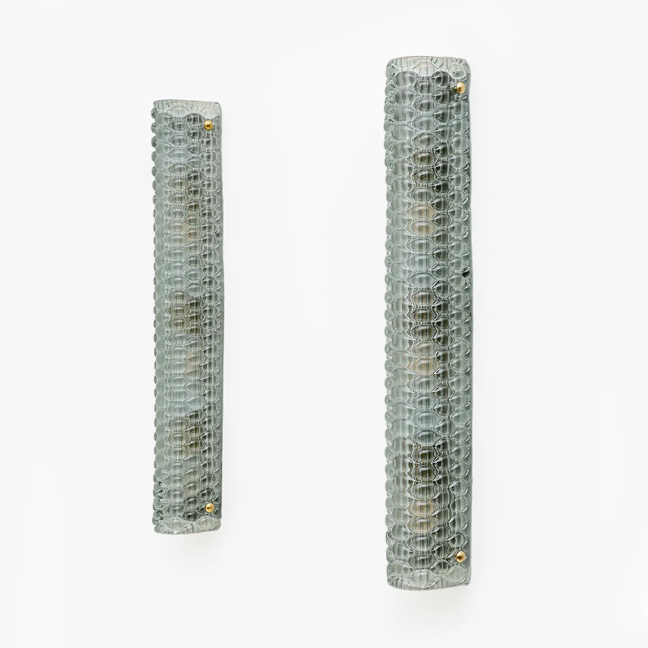 Coppia di lampade in ottone e vetro di Murano verde chiaro, 2000 4