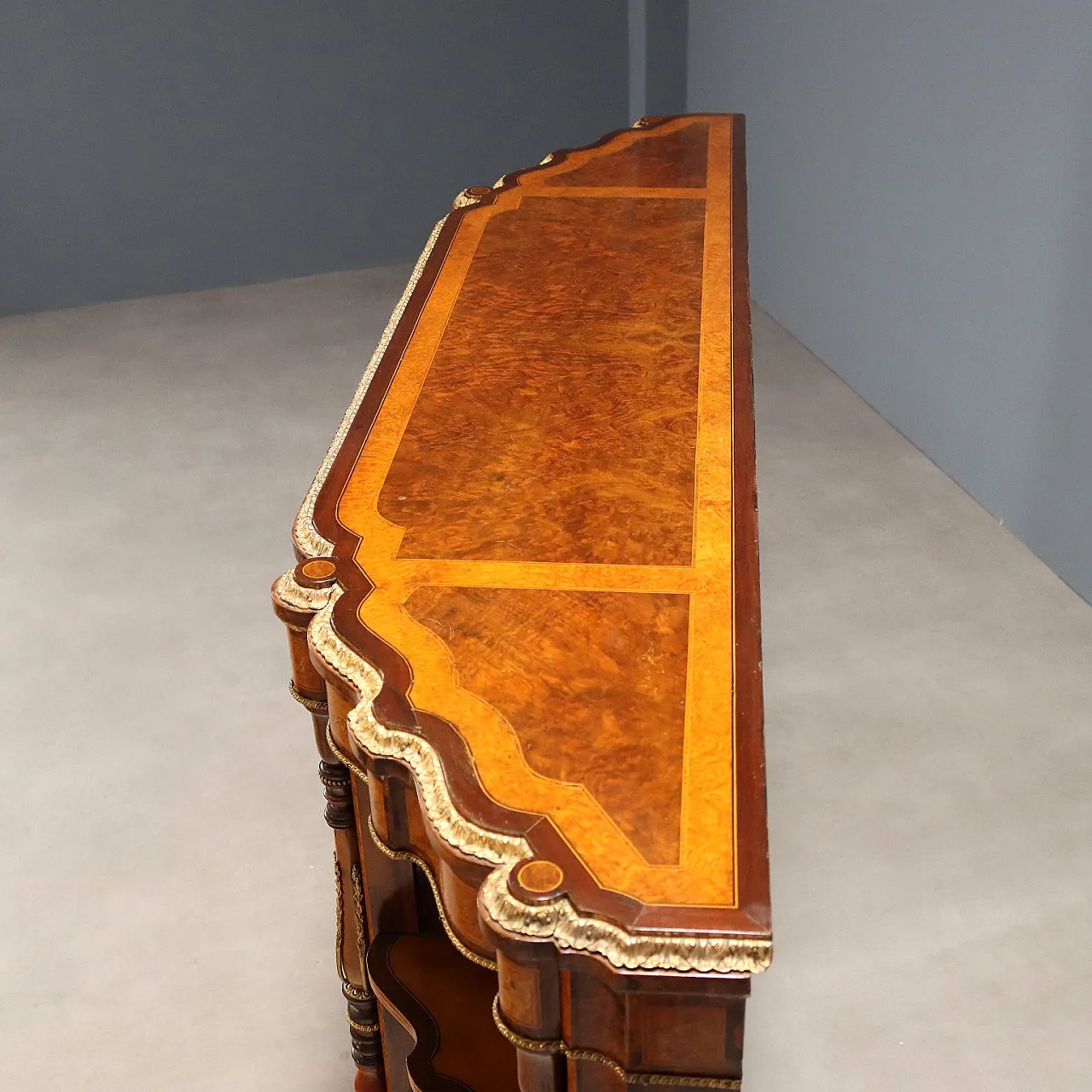 Credenza impiallacciata in acero, noce e mogano, '800 3