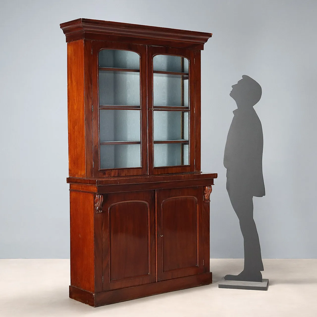 Libreria vittoriana in mogano e vetro, fine '800 2