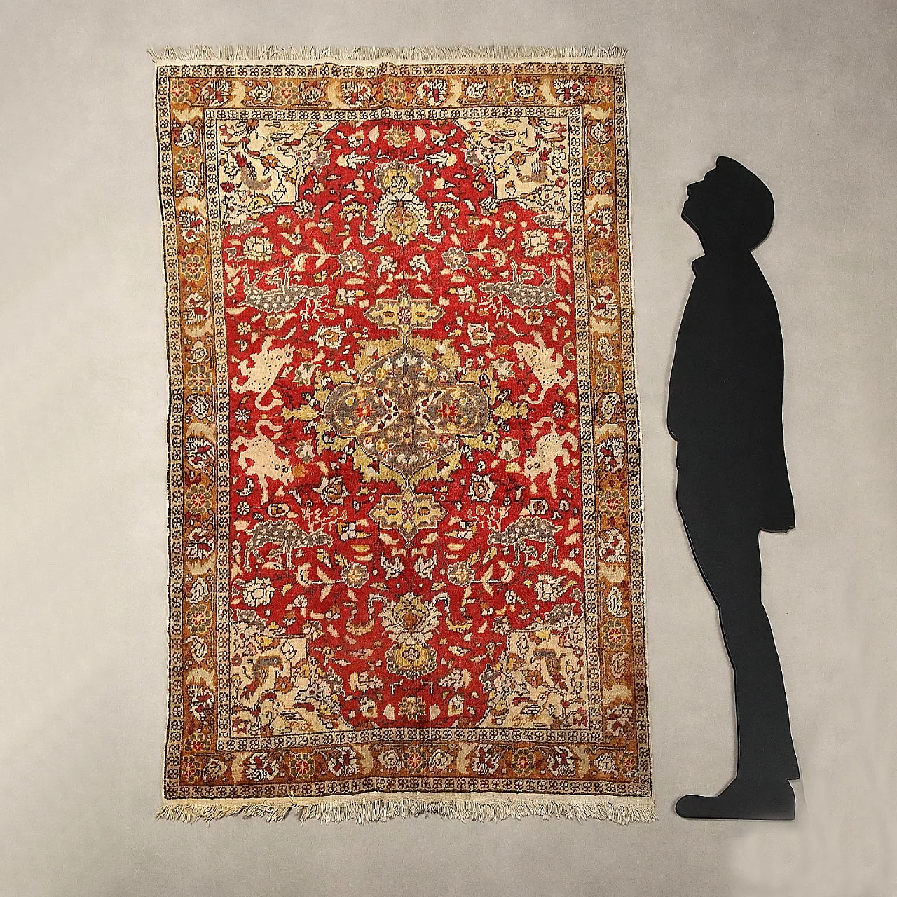 Tappeto Fango in cotone e lana, realizzato a mano, nodo grosso, '900 2