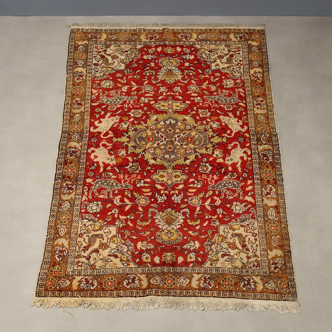 Tappeto Fango in cotone e lana, realizzato a mano, nodo grosso, '900 3