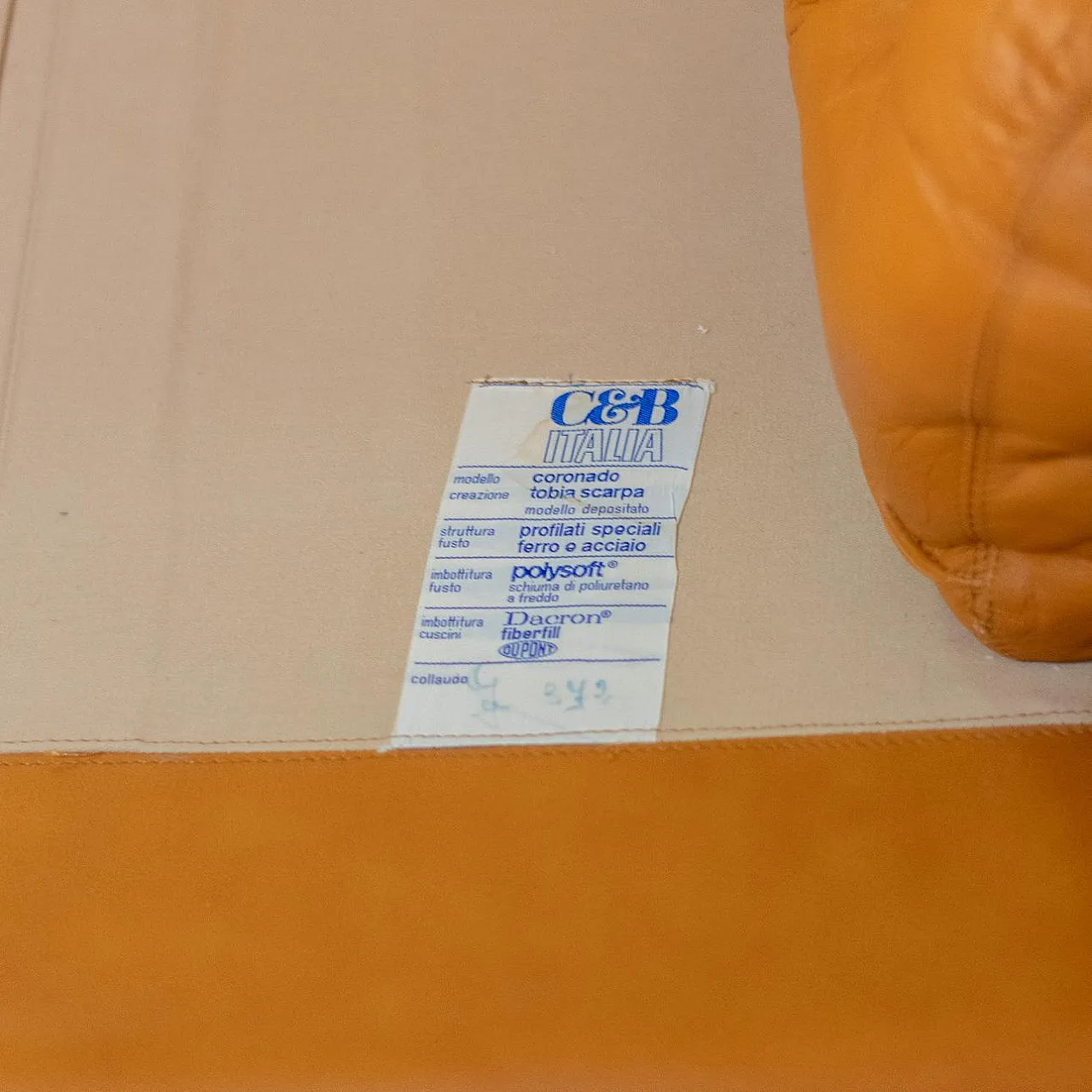 Poltrone Coronado di Tobia Scarpa in pelle marrone, anni '70 19