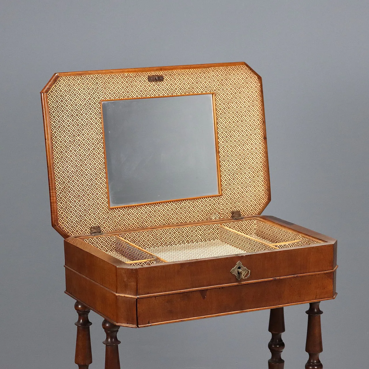 Tavolo da lavoro in noce con cassetto, '900 4