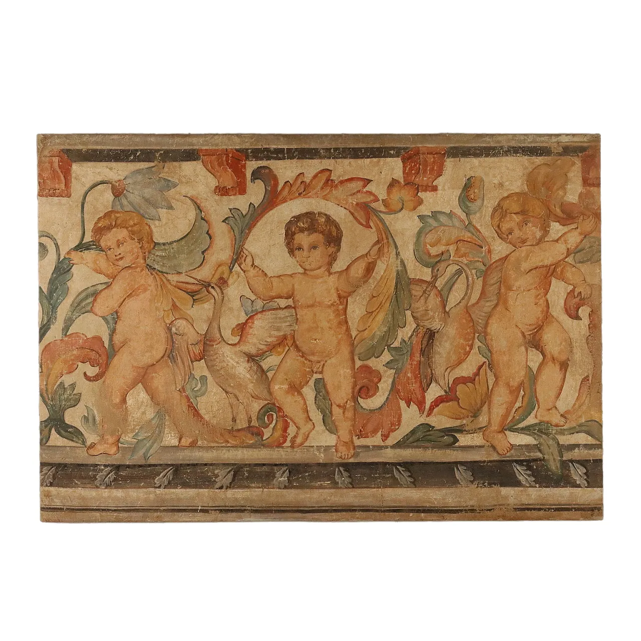 Angeli grotteschi, finto affresco su tela, '900 1