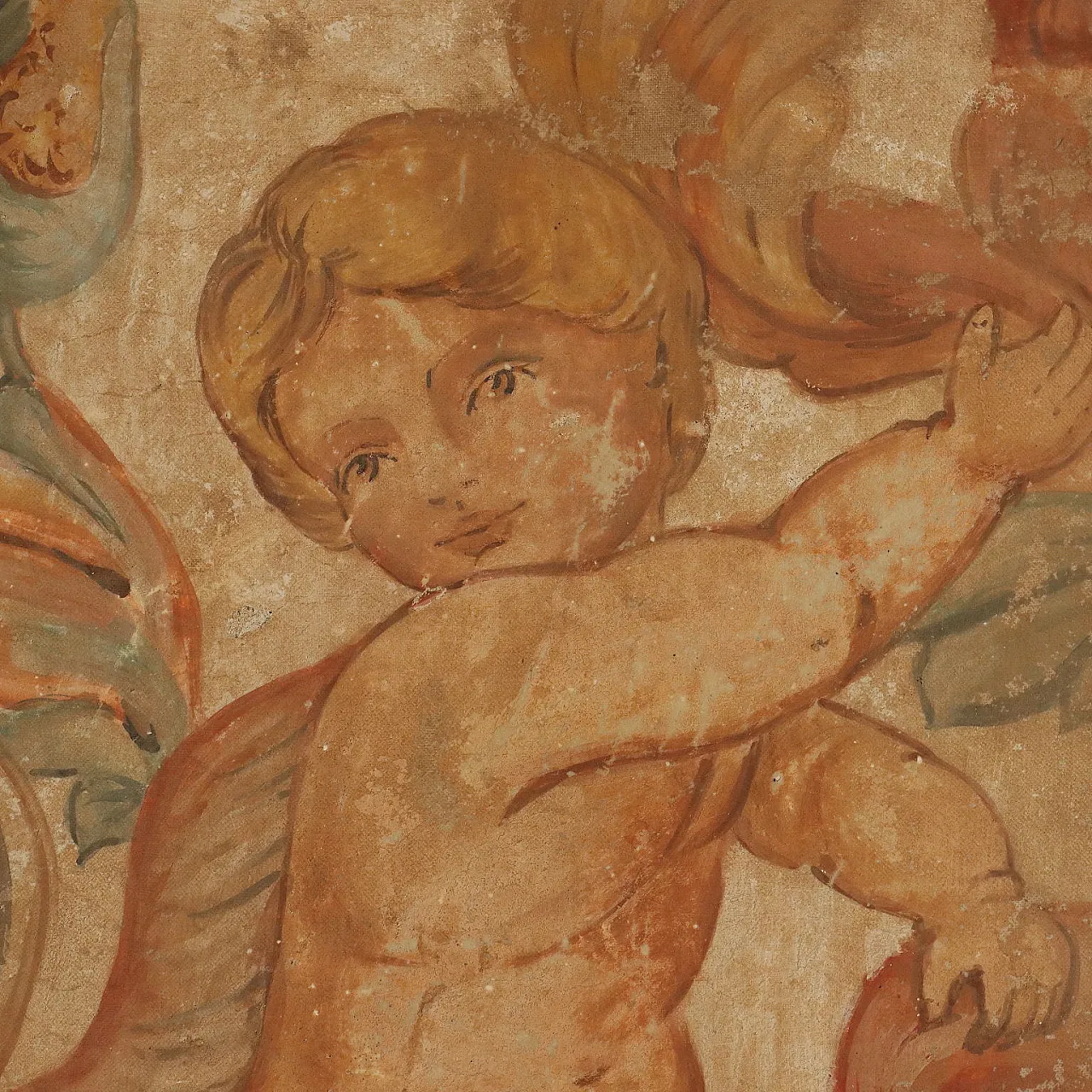 Angeli grotteschi, finto affresco su tela, '900 5