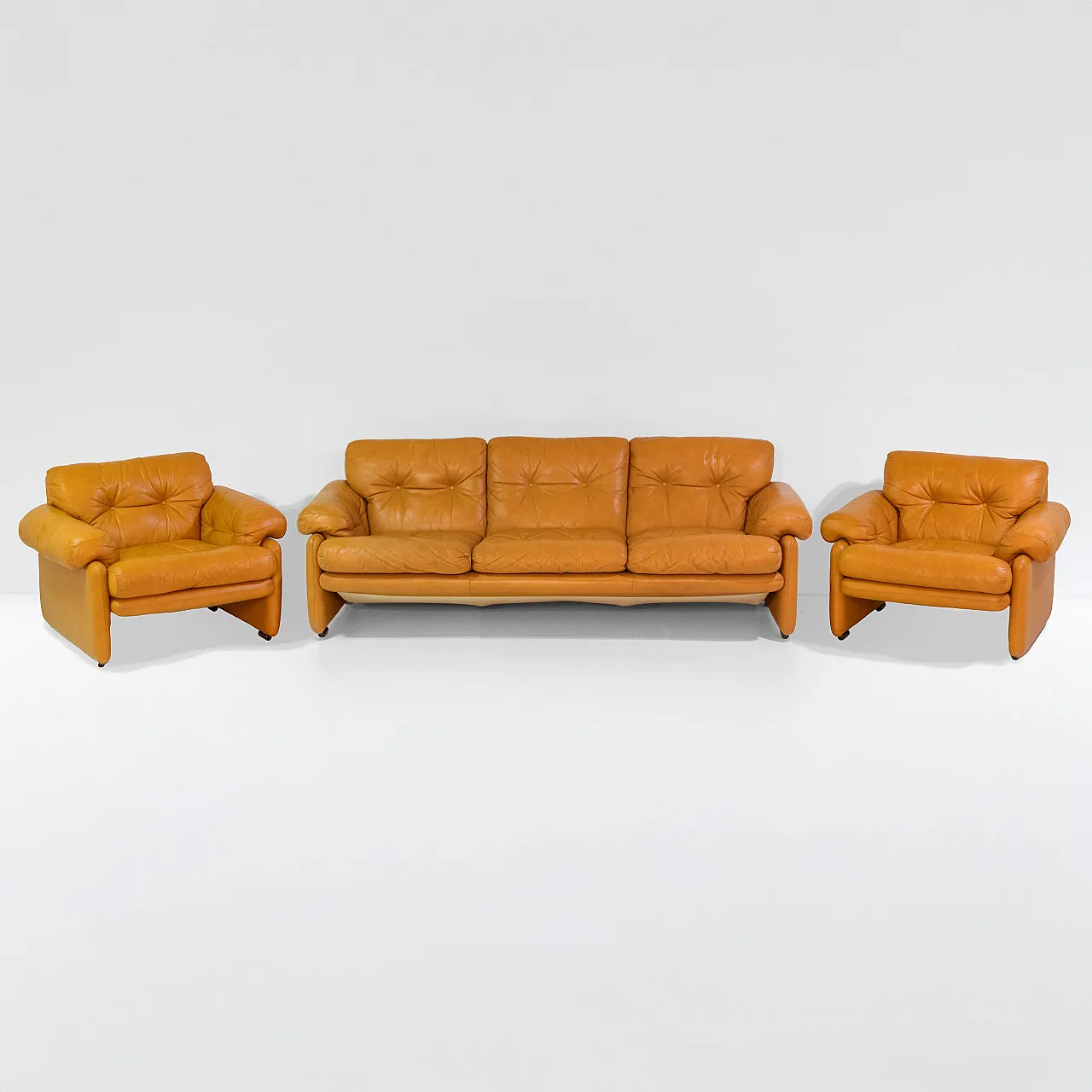 Divano Coronado di Tobia Scarpa per C&B in pelle, anni '70 16