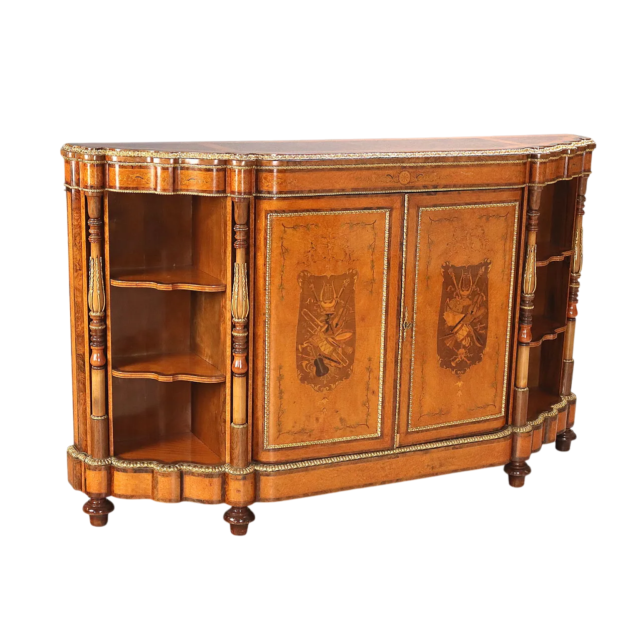 Credenza impiallacciata in acero, noce e mogano, '800 11