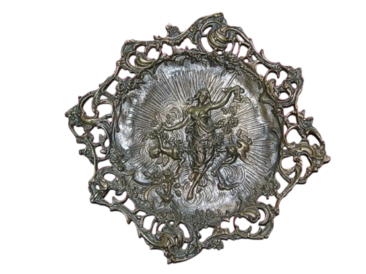 Piatto in bronzo cesellato sbalzato con primavera di Botticelli, '900 6