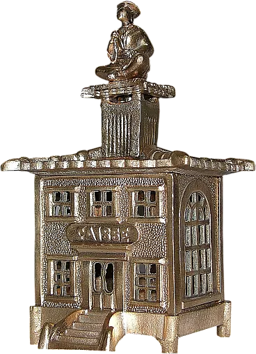 Salvadanaio a forma di pagoda in bronzo, metà '900